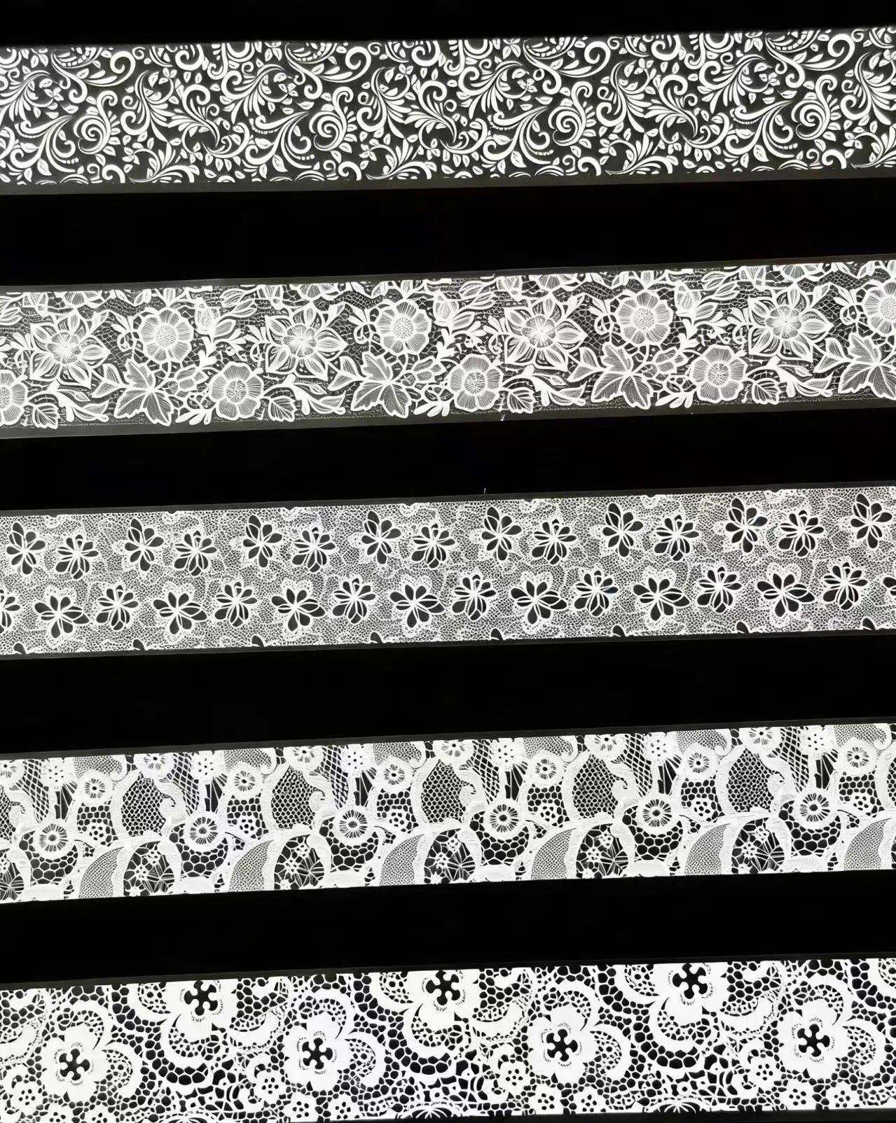 10 Rolls 2.5*50cm New Black White Lace Transfer Foil Nail Art Sexy Full Wraps Flower Glue Adhesive DIY Manicure Styling Tools