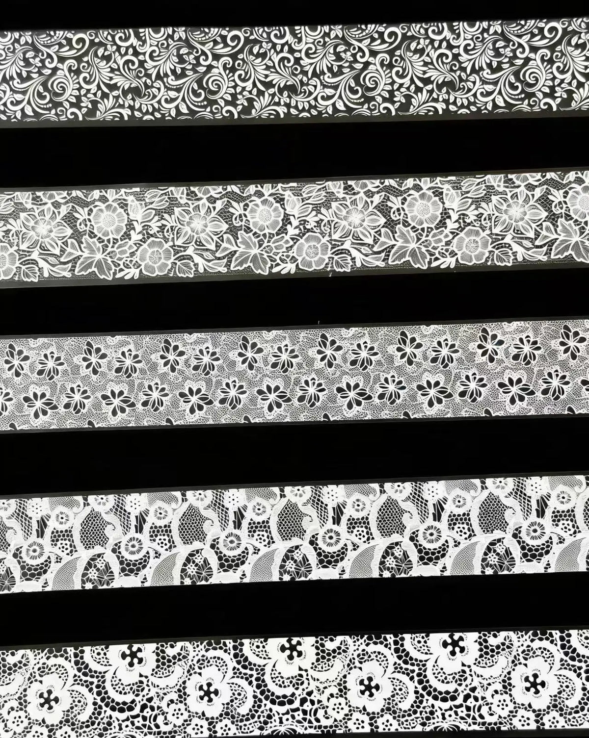 10 Rolls 2.5*50cm New Black White Lace Transfer Foil Nail Art Sexy Full Wraps Flower Glue Adhesive DIY Manicure Styling Tools