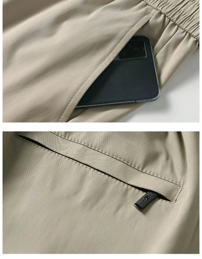 Mens Elastic Waist Casual Pants Quick Dry Wrinkle Free Slacks Summer Light Weight Trousers Spring Summer Running Golf Pants