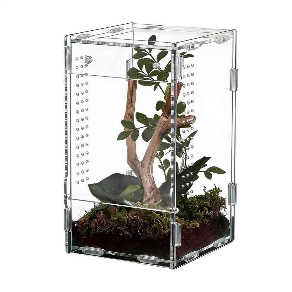 Acrylic Transparent Reptile Terrarium Breeding Box amphibian Cage Nano Arboreal Tarantula Enclosure Jumping spider Reptiles Habi