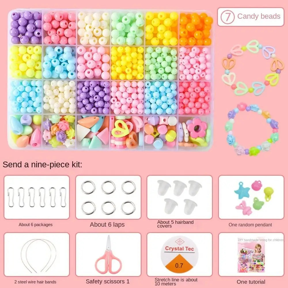 Arts Crafts DIY Handmade Beaded Kit DIY Handmade DIY Making Beads Kit Colorful Kawaii Kit for Make Bracelets Beads Girl Gift
