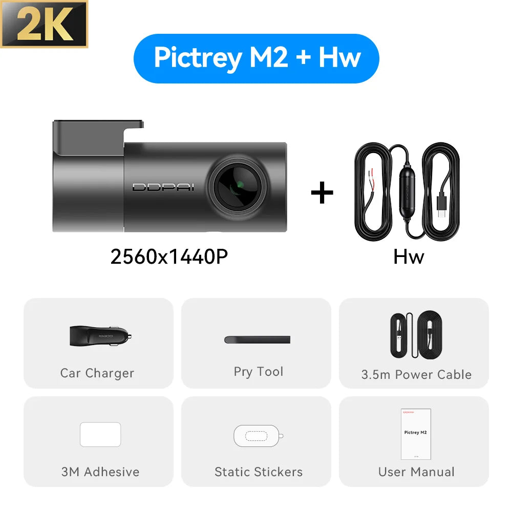 DDPAI M2 2K Dash Cam 330° Rotatable Car DVR with Smart Voice Control Night Vision Support 24H Parking Monitor