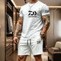 2026 Summer Men's Short Sleeved T-shirt Drawstring Shorts Set Breathable Outdoor Sports Set Men's Daily Fishing Suit