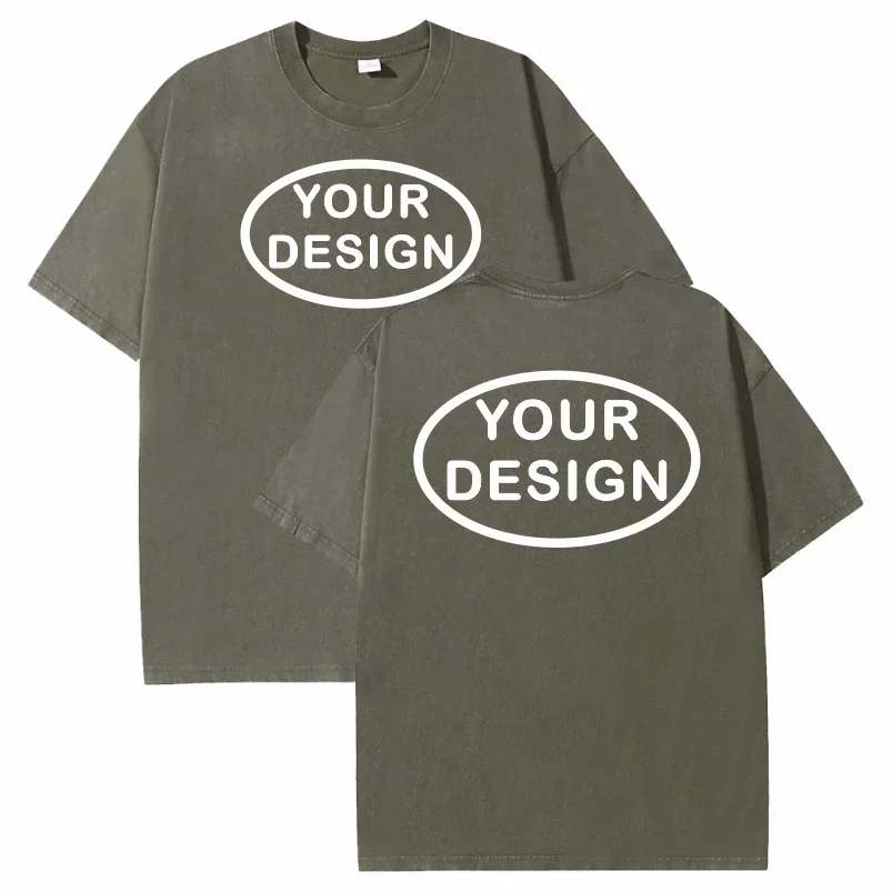 Custom T-shirt with Hip-hop Street Team Logo Men's 230G Pure Cotton, Loose Fit, High-temperature Printed Custom Top