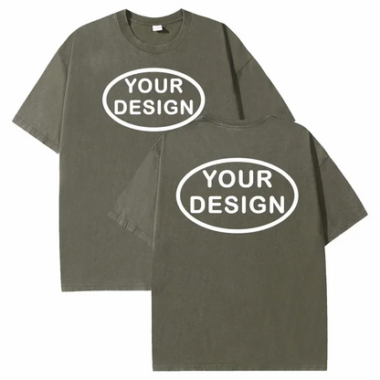 Custom T-shirt with Hip-hop Street Team Logo Men's 230G Pure Cotton, Loose Fit, High-temperature Printed Custom Top