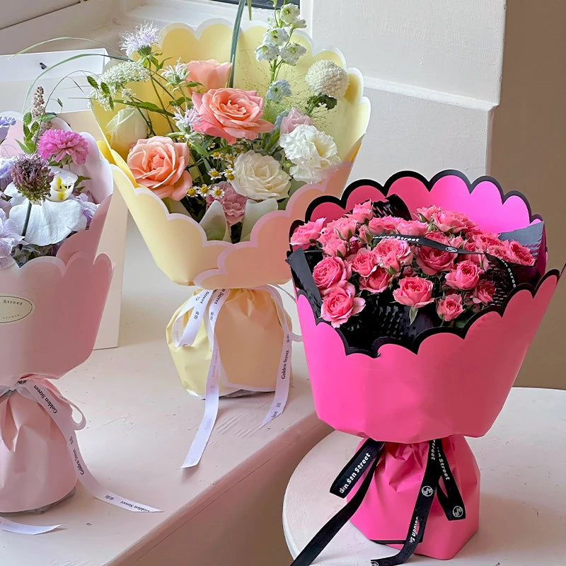 Valentine'S Day Aesthetics Wave Border Flower Wrapping Paper Art Dopamine Butterfly Bouquet Korean Wrapping Paper For Flowers
