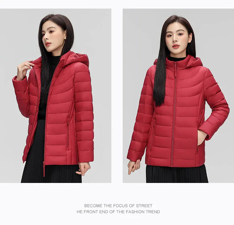 Women's plus Size M-6XL Hooded Puffer Jacket 90% Down Quilted Warm Coat Parka with Detachable Hat Winter Outerwear