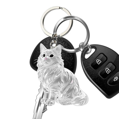 Cute Animal Fur Capsule Keychain, Transparent Cat Hair Bag Pendant, Souvenir Collection and Gift Decorative Accessory