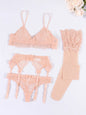 Varsbaby Lace Bra Sets for Women Non-padded Bra Panty Garter Stockings Summer Underwear Lingerie Sexy