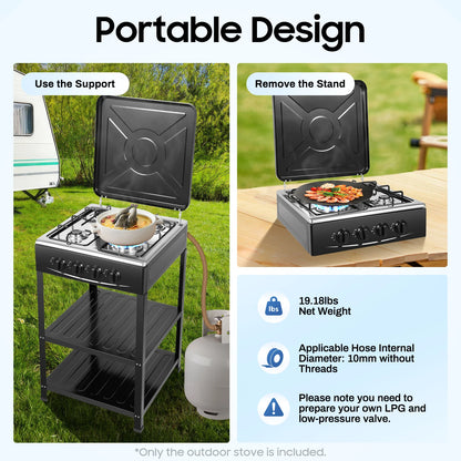 4-burner Natural Gas Stove NG/LPG Gas-stove 49*49*79cm for Family or Outdoor Stove Cooker