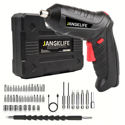 JANGKLIFE Electric Screwdriver Battery Rechargeable Cordless Screwdriver Powerful Impact Wireless Screwdriver Drill