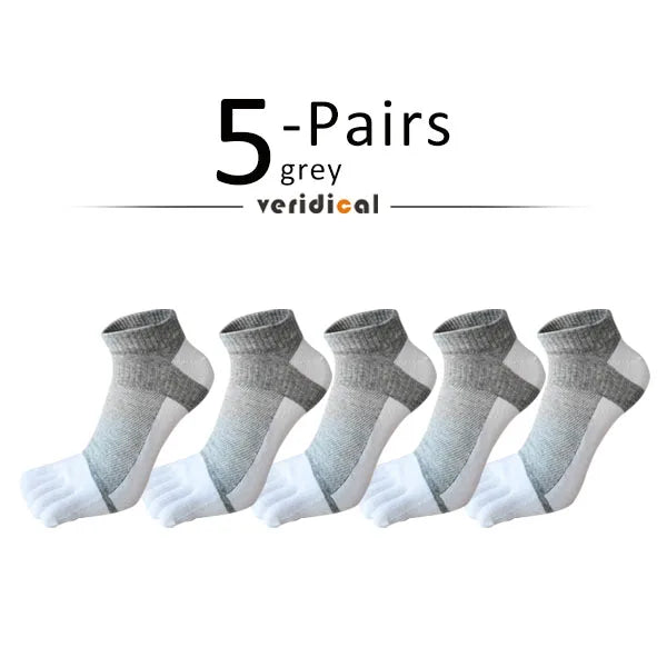 1/5 Pairs Summer Toe Ankle Socks Cotton Colorful Mesh Breathable Shallow Mouth Sweat-Absorbing Deodorant No Show 5 Finger Socks