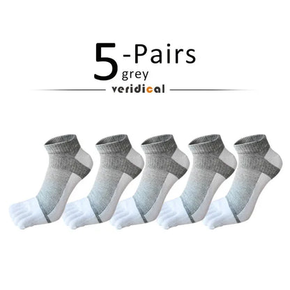 1/5 Pairs Summer Toe Ankle Socks Cotton Colorful Mesh Breathable Shallow Mouth Sweat-Absorbing Deodorant No Show 5 Finger Socks