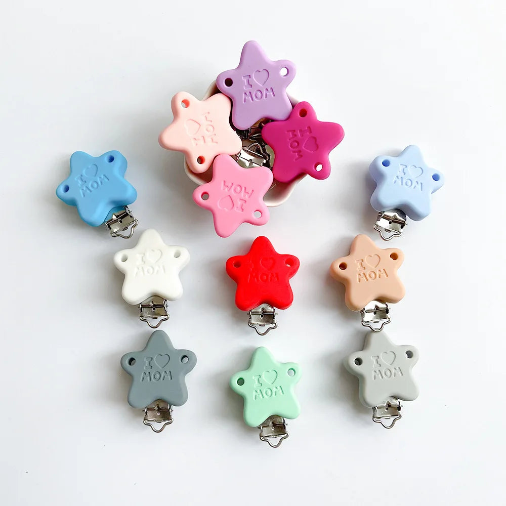 10pcs Silicone Heart Pacifier Clips DIY Baby Teething Teether Necklace Bead Tool Nurs Gift Nipple Chain Accessories