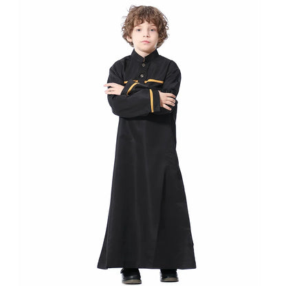 Muslim Saudi Arab Boys Robe Kids Abaya Kaftan Prayer Islam Ramadan Clothing Long Sleeve Thobe Middle East Teenage Dress Dubai