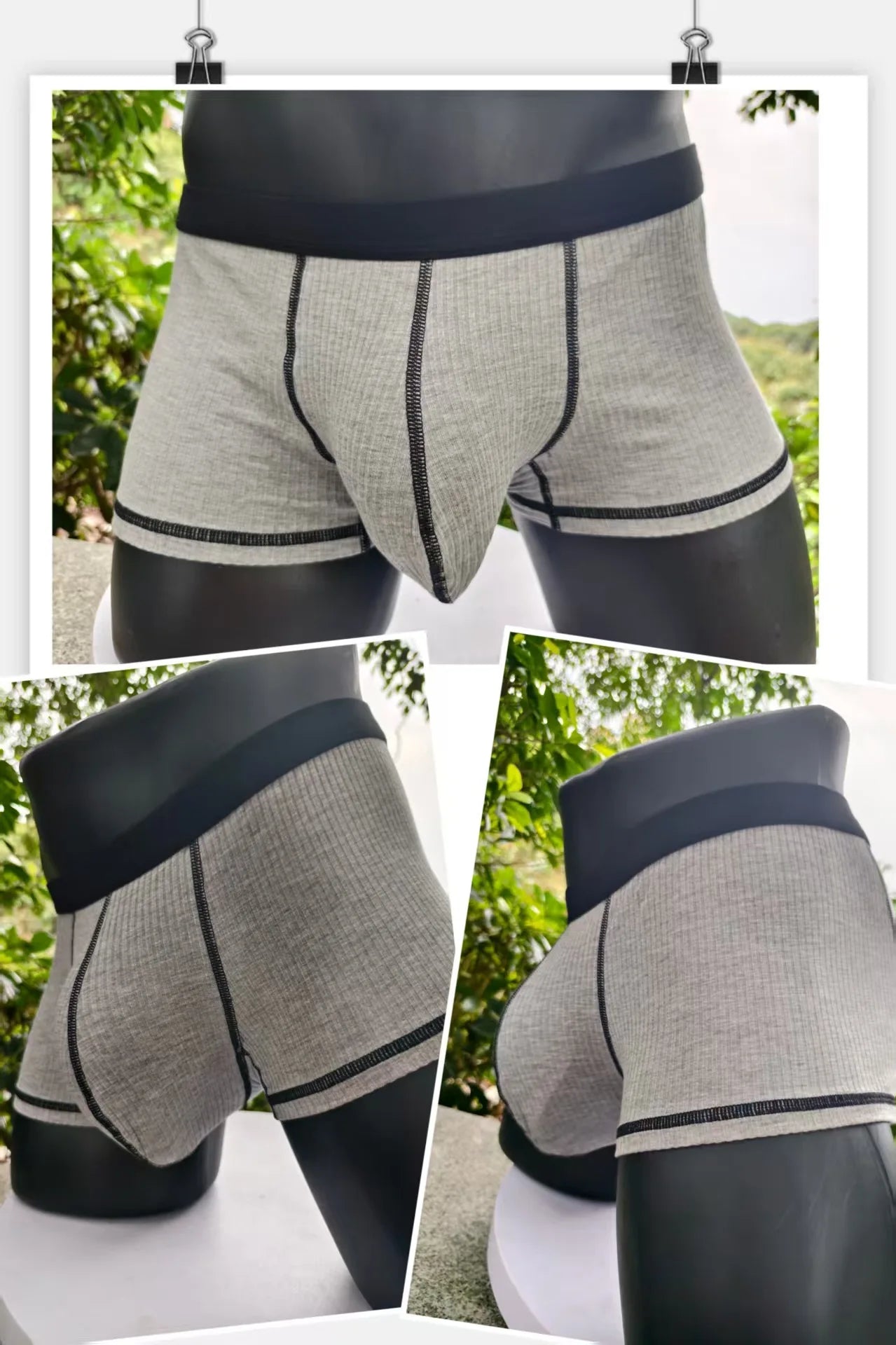 Large-bag personalized design men's underwear, sweat-absorbing, thin, breathable, U-convex four-corner men's underwear
