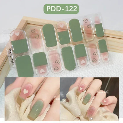 1PC Gel Nail Sticker Patch Slider Flower Gradient Color Back Glue Full Cover Waterproof Gel Nail Sticker UV Lamp Curing Manicur