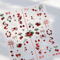 Lovely Red Fruit Strawberry Cherry Bowknot Love Heart Star Silk Ribbon 5D Nail Art Stickers Chic Self Adhesive Manicure Decal