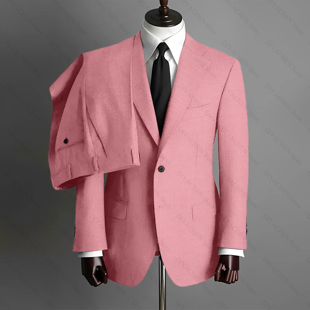 Fashion Gray Men Suits High-end Single Breasted Wedding Tuxedo Business Casual Office Male Suit Slim 2 Piece (Blazer+Pants)