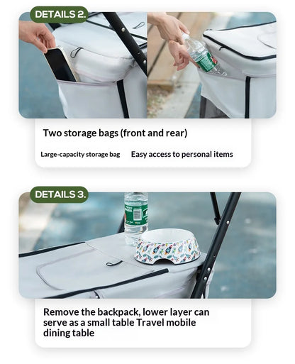 Luxury Double-Layer Eco-friendly ABS Material 4-Wheel Pet Stroller Small Large Dogs Cats Lightweight Travel Pet Carriers