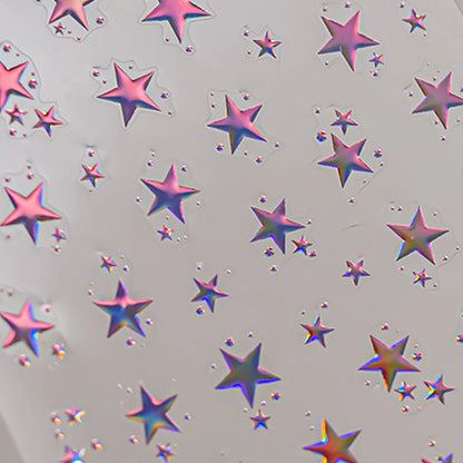 Grid Patterned Star Bowknot Cherry Polka Dot Line Colorful Geometric Five-pointed Star Adhesive Nail Art Sticker Manicure Decal