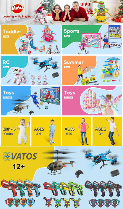 VATOS Team Battle Game Christmas Gift Infrared Laser Tag Guns Set Toy Rechargeable 2.4GHz Sync Machine Gun For Kids Boys Outdoor