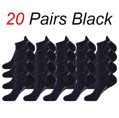 5/10/20 Pairs Men Solid Color Shallow Mouth Socks Spring Summer Mesh Breathable Odor Proof Sweat Absorbing Casual Boat Socks