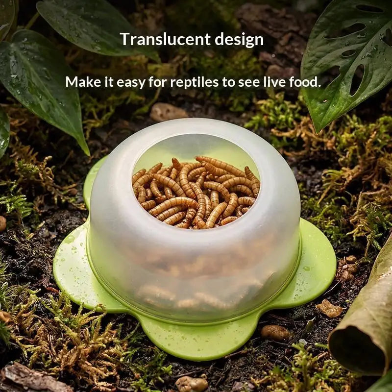 Anti Escape Reptile Feeding Dish Durable ABS Worm Food Bowl Easy Clean for Lizards Geckos Snakes Terrarium Tank
