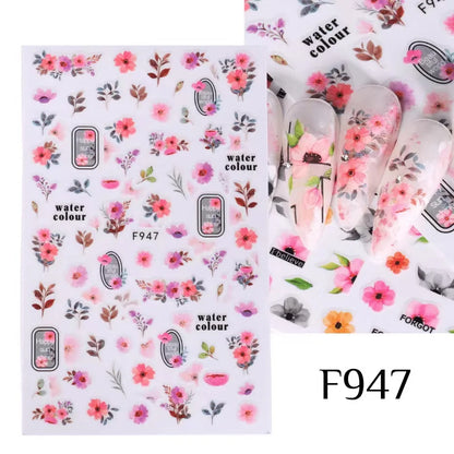Black and White Love Flowers Line Art 3D Stickers Nail Decals Nail Art Accessories Butterfly Rose Nail Stickers Nail Sliders