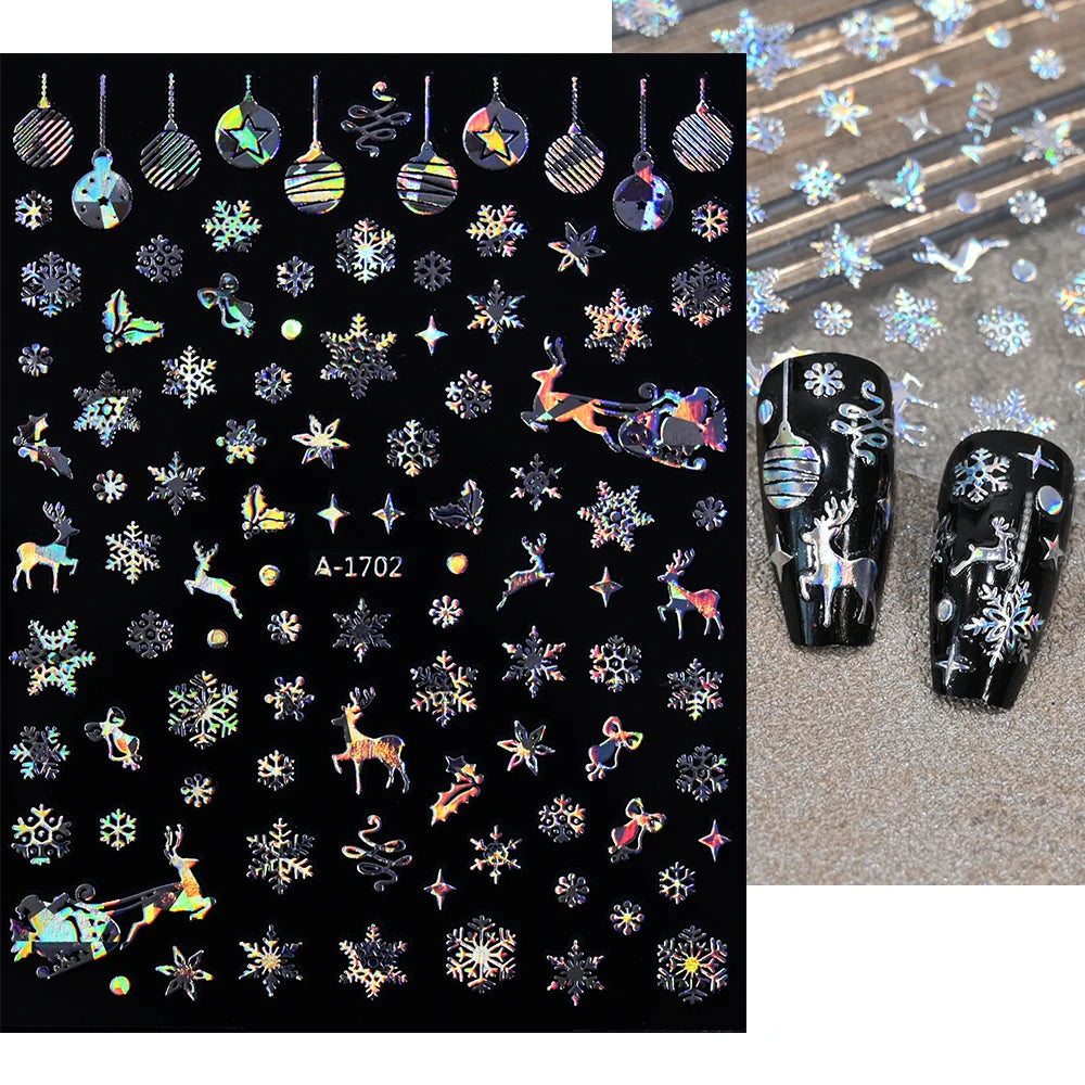 Winter Christmas Atmosphere Nail Stickers Snowman Snowflake Wapiti Self-adhesive High Quality Cute Nail Stickers Nail Art Deco