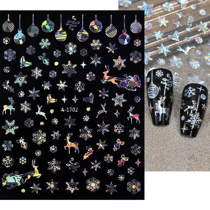 Winter Christmas Atmosphere Nail Stickers Snowman Snowflake Wapiti Self-adhesive High Quality Cute Nail Stickers Nail Art Deco