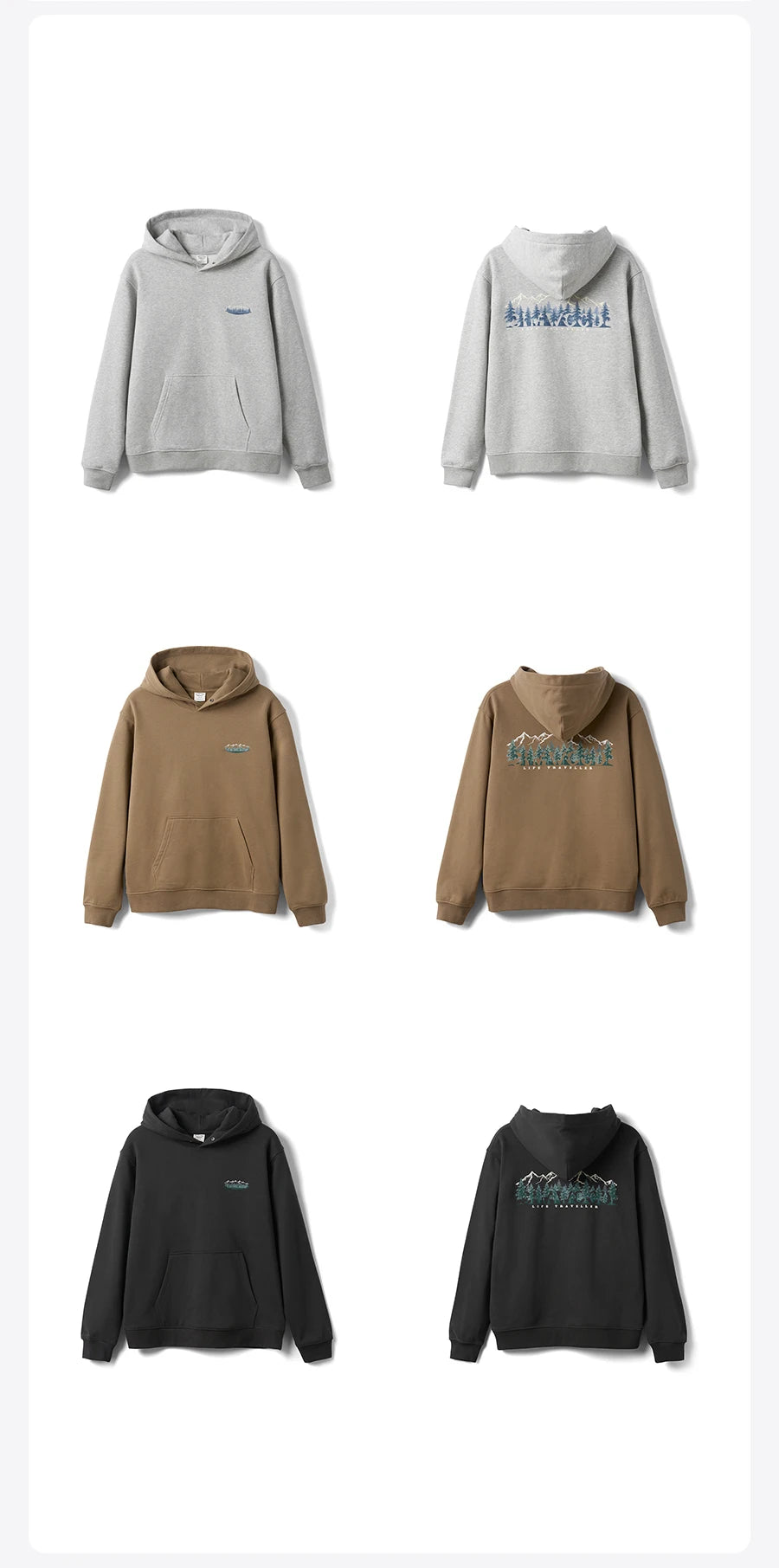 SIMWOOD 2026 Spring New Oversize Back Moutain Print Hoodies Men 340gsm Warm Brushed Lining Fabric Sweatshirts