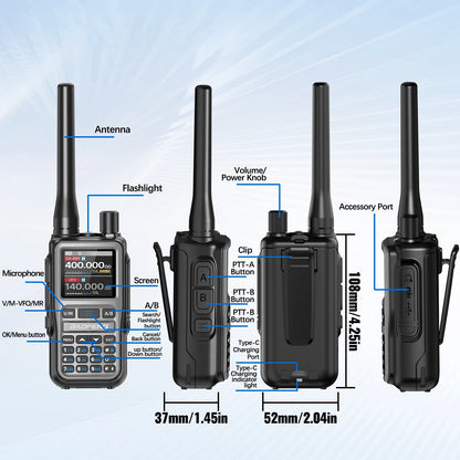 1/2PCS BAOFENG UV-5R Mini Walkie Talkie Dual PTT Wireless Bluetooth Programming Multi-Band Type-C Charge Long Range Ham Radio