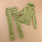 Solid Color Velvet Tracksuit 2025 Women's Zipper Top and Pants Suit Two-Piece Set