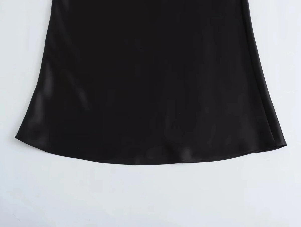 KONDALA Vintage Satin Solid Long Skirts Women High Waist Elastic Silky Skirts Fashion 2025 Spring Elegant Straight Skirts