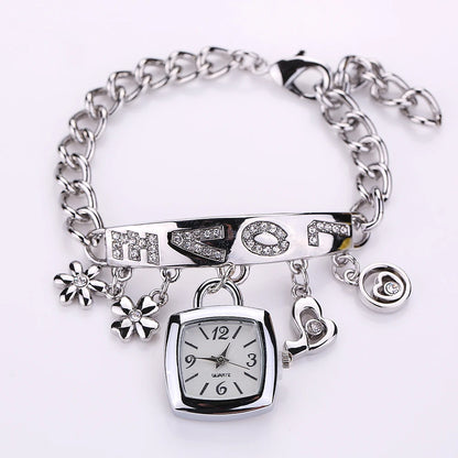 1/2PCS Women Fashion Luxury Bracelet Strap Quartz Wristwatches Set Ladies Square Arabic Numeral Dial Watch（Without Box）