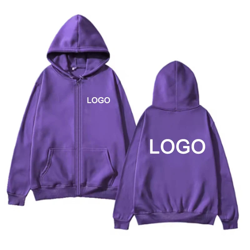 Customized Printed Zipper Hoodies Men Fashion Long Sleeve Zipper Up Sweatshirts Women Casual Personality Hoody Pullover Sudadera