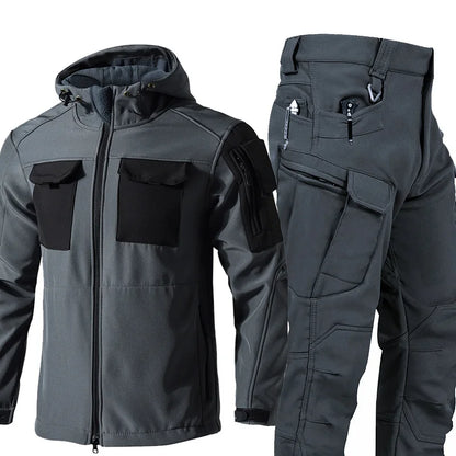 New Shark Shell Beetle Suit Winter Camo Fleece Lined Thickened Softshell Jacket Pants Set Plus Size Windproof Thermal Outdoor Ge