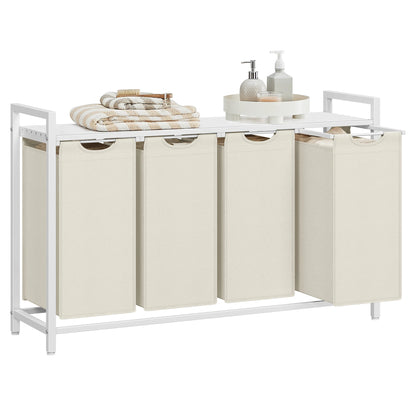VASAGLE laundry basket 4 hand fan Laundry Collector with Storage, Laundry Box, Removable Laundry Bag, Metal Frame, 4x40L