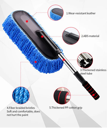 SEAMETAL Car Washing Mop Scalable Handle Dust Remover Wax Brush Microfiber Car Cleaning Kit Soft Hair Duster Brushes Wash Tool