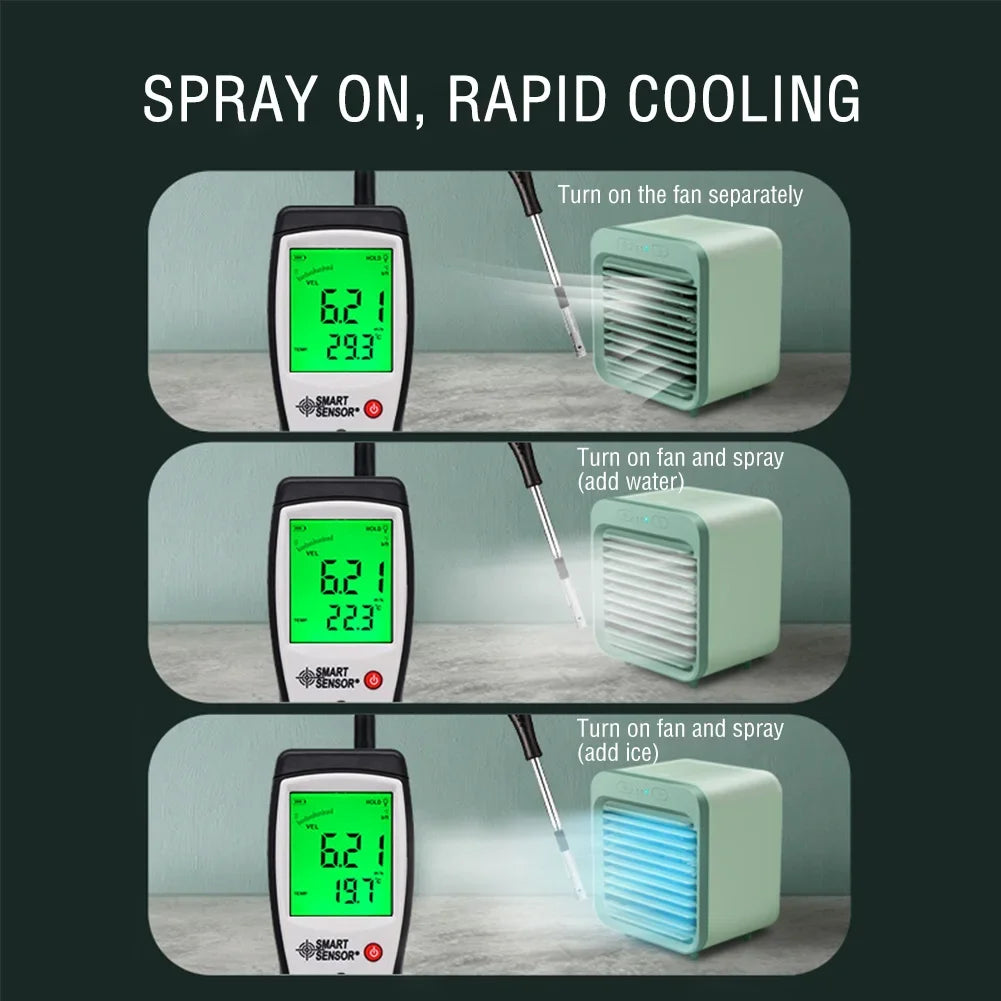 New Portable USB Chargeable Mini 3 Gear Air Conditioner Cooler Fan Air Conditioner Air Cooling Fan Office Desktop Fan