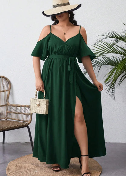 Plus Size Large Size Fashion Floral Print Women's Strap Dress Comfortable Casual Long Skirt Polyester Fabric Commute Style Th...