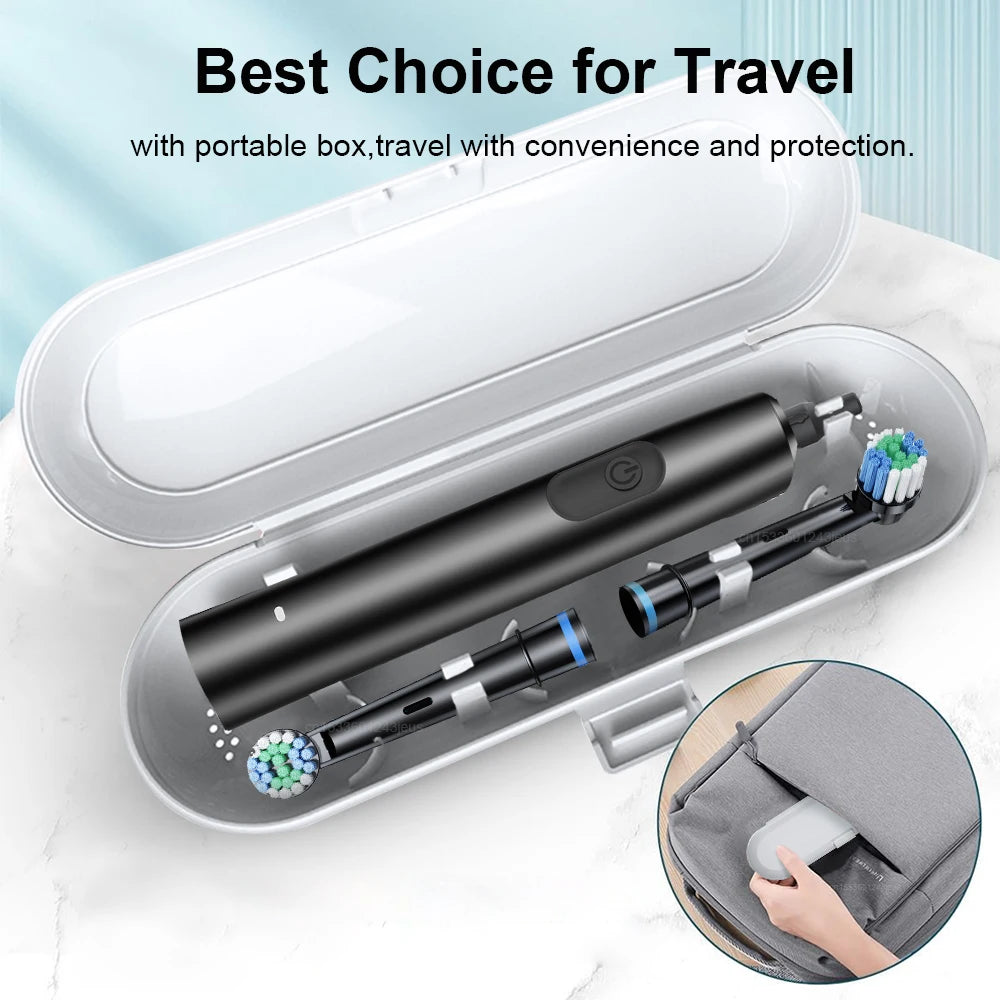 Electric Rotating Toothbrush Deep Clean Whitening Teeth for Adult Ultrasonic Toothbrush with 4/8pcs Refill Replacement Heads