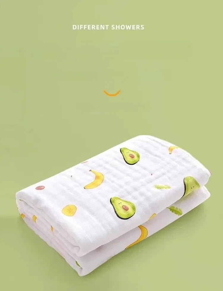 Environmental Breathable Newborn Baby Cotton Gauze Printed Muslin Swaddle Blanket Baby Bath Towel