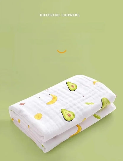 Environmental Breathable Newborn Baby Cotton Gauze Printed Muslin Swaddle Blanket Baby Bath Towel