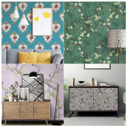Floral Grey Peel and Stick Wallpaper Flower Self Adhesive Roll Waterproof Removable Contact Paper Furniture Table Renovate Decor