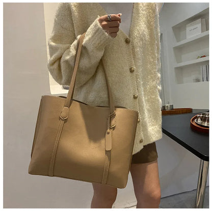 Large Capacity Women's Bag, New Soft Leather Tote Bag, Casual and Versatile Single Shoulder Bags for Woman Korean Style Handbags