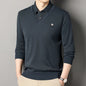 Men's Fleece Lined Sweater Polo Collar Pullover Tops Fashion Business Causal Pullovers Korean Slim Fit Thick Winter Clothes