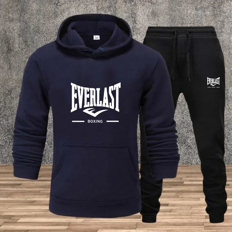 Autumn and winter men's set: Fashionable fitness jogging pullover, hooded sweatshirt, sweatshirt and casual pants two-piece set