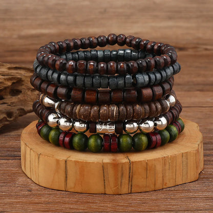 10pcs Vintage Bohemia Men's Bracelets - Fashion Stylish Leaves Wristwear Accessory for Durable Fashion Jewelry Gifts